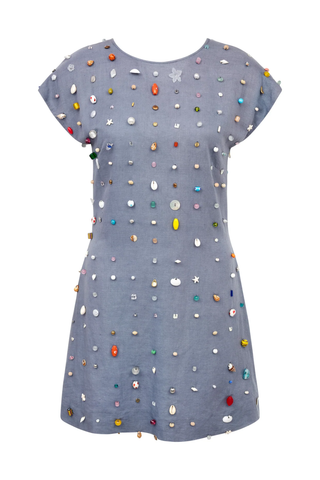 Anne Embroidered Short Dress | Blue Beach Collecting