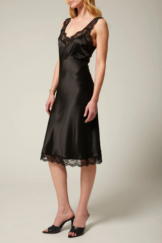 Paola Silk Midi Dress | Black