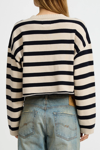 Cropped Stripe Sweater | Midnight/Straw