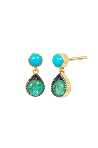 Turquoise and Emerald Drop Earrings