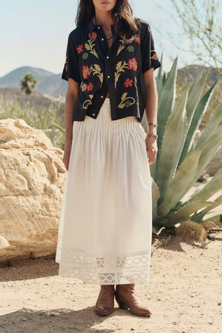 The Embroidered Paloma Top | Black