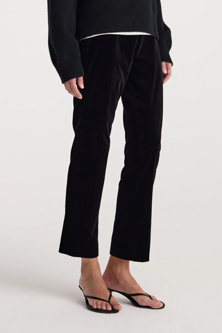 Cigarette Leg Velvet Tailored Trousers | Black