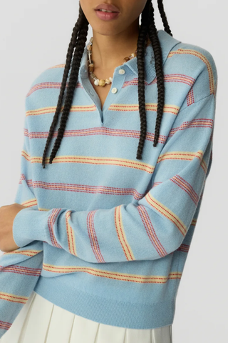 Collegiate Stripe Polo | Clear Sky Combo