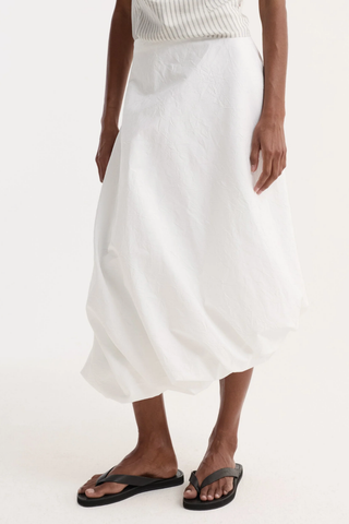 Twisted Crushed Cotton Skirt | Optic White