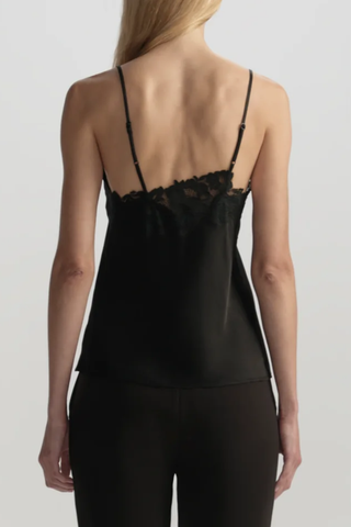 Hana Satin and Lace Camisole Top | Black/Black