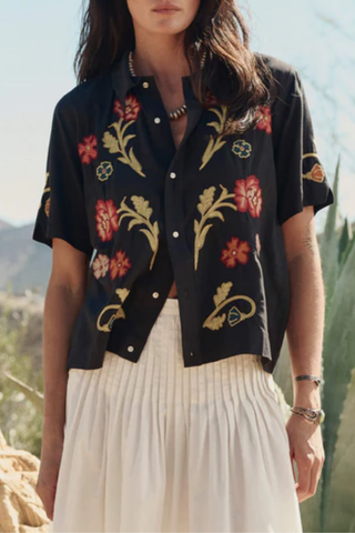 The Embroidered Paloma Top | Black