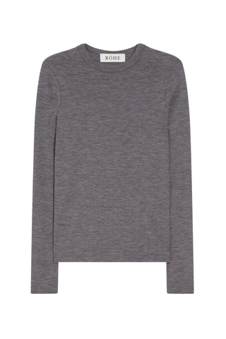 Fine Merino Long Sleeve Top | Mid Grey Melange
