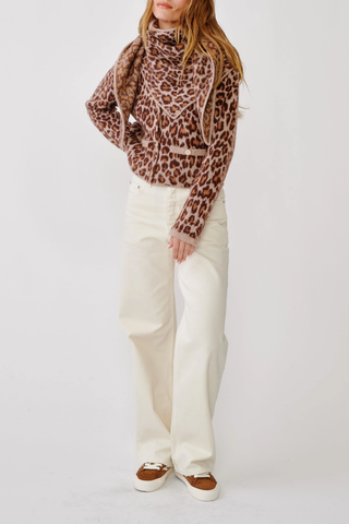 Char B Shrunken Cropped Welt Pocket Leopard Jacket | Dune/Cinnabar