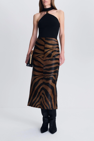 Tobiana Leather Midi Skirt | Zebra