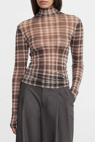 Plaid Mesh Turtleneck | Plaid