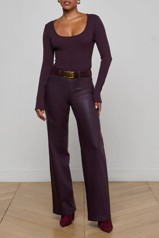 Scottie Coated Wide Leg Jean | Dark Malbec