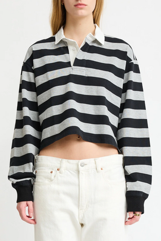 Rugby Long Sleeve Tee | Blue / Ecru Wide Stripe