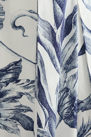 Floral Print Pleated Midi Skirt | Botanical Engraving Ivory