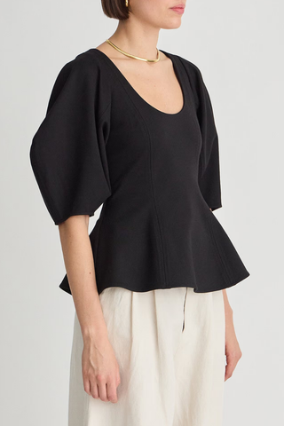 Bebe Ponte Peplum Top | Black