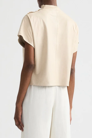 Mock Neck Tee | Creme Brulee