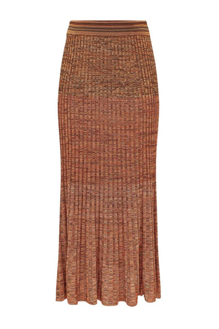 Mouline Rib Midi Skirt | Chocolate Multi