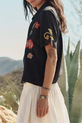 The Embroidered Paloma Top | Black