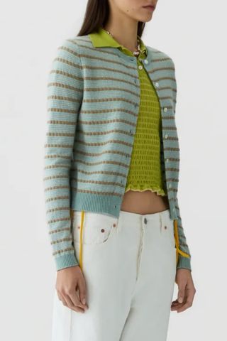 Pebble Stripe Jane Cardigan | Sage Brush Combo