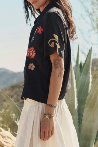 The Embroidered Paloma Top | Black