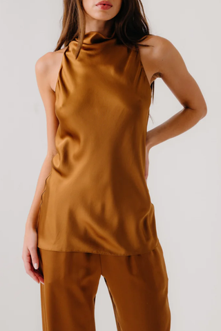 Una Cowled Halter Tunic | Tobacco