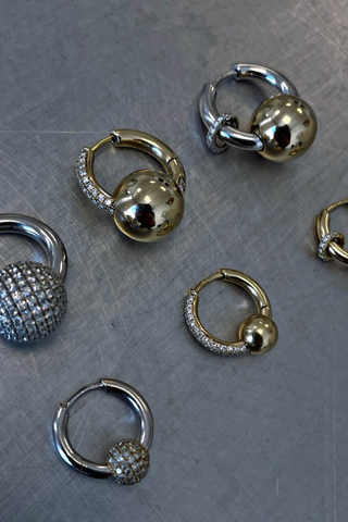 Earring Piercing Small Ball Pave | White Gold