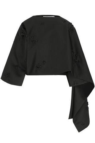 Leo Cape | Black Lingerie Rose Embroidery On Black