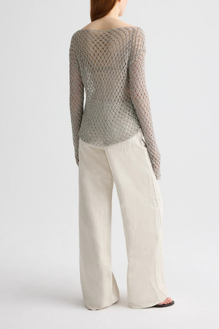 Hand Crochet Slash Neck Top | Pale Champagne