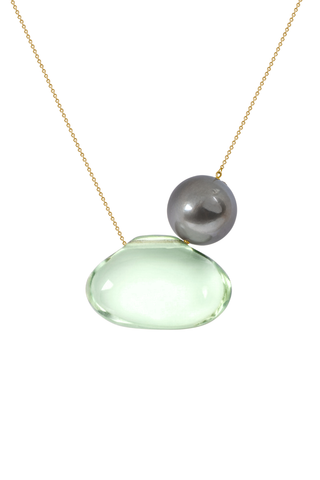Tapiz Bead and Pearl Assembled Necklace | Green Amethyst