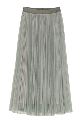 Tulle Skirt with Sunray Pleating | Stone
