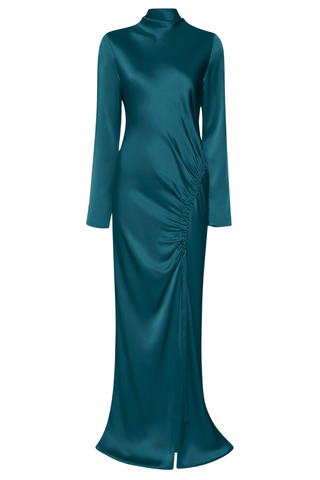 Satin Tab Gown | Dark Teal