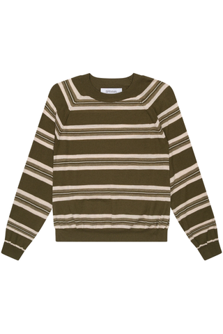 Striped Raglan Sweater | Olive Stripes