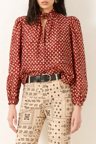 Annabel Mahogany Bhutti Shirt | Red Mahogany