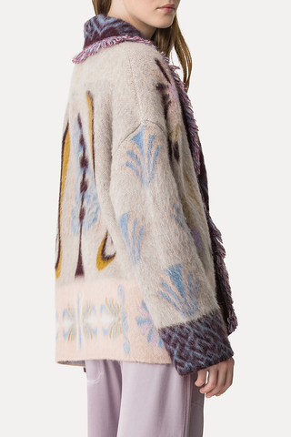 Baby Alpaca Jacquard "Sogni" Long Cardigan | Avorio