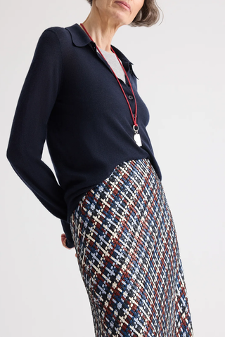 Leather A-Line Skirt | Blue Multi