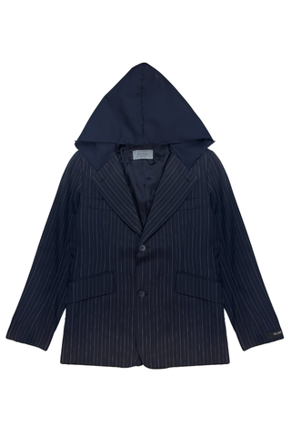 Hooded Blazer | Navy Pinstripe