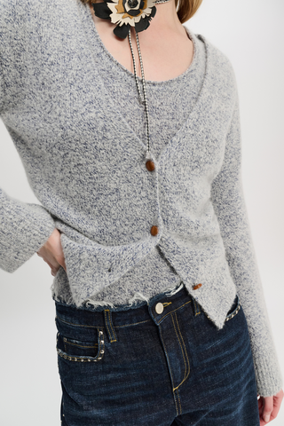 Luxury Delight Cardigan | Blue and White Melange