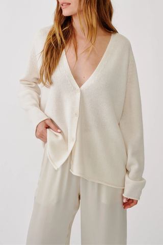 Samson Relaxed Saddle Raglan Cardigan | Gardenia