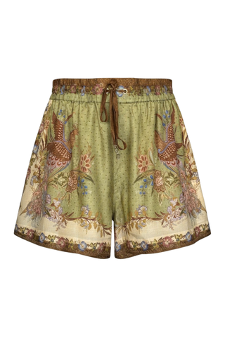 Indra Relaxed Short | Khaki Scarf Floral