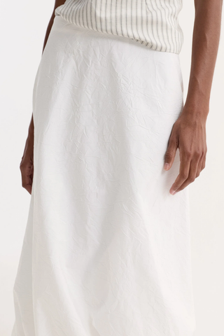Twisted Crushed Cotton Skirt | Optic White