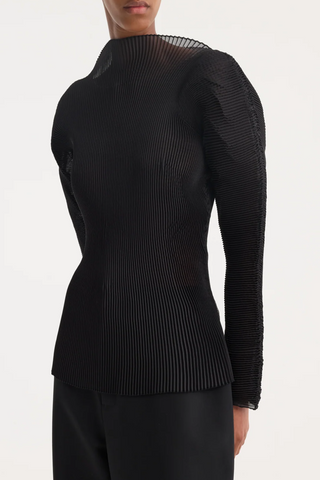 Sculptural Plissé Top | Black