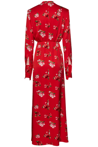 Silk Round Neck Gown | Red Print