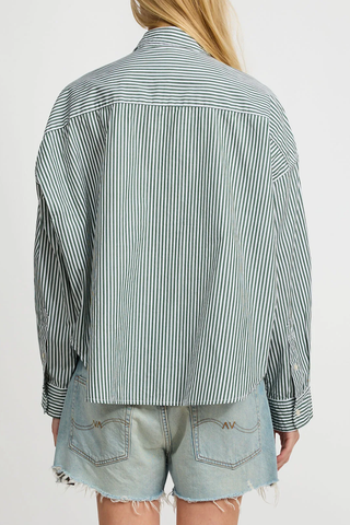 Cropped Shirt | Green Stripe