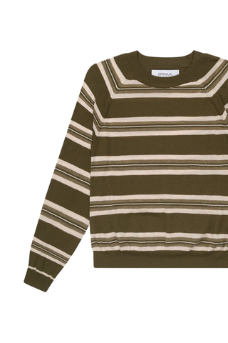 Striped Raglan Sweater | Olive Stripes