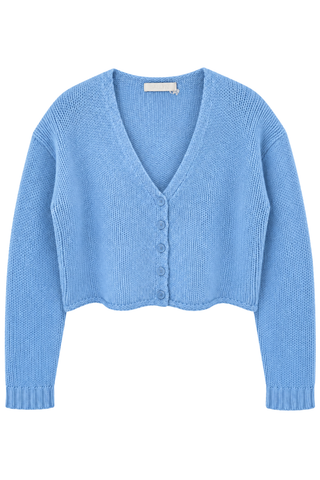 Bianco Cropped V-Neck Cardigan | Coastal Blue