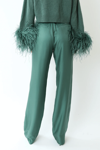 Silky Twill Belted Pant | Green