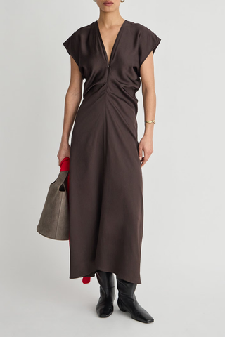 Monde Drape Bias Maxi Dress | Black Coffee