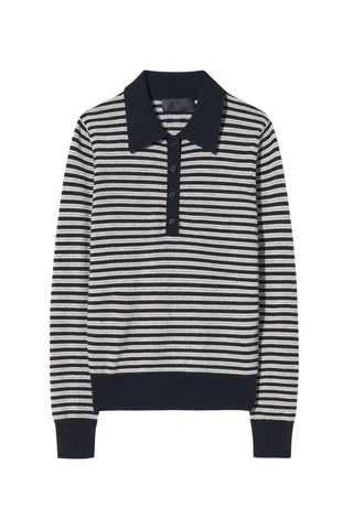 Prescott Stripe Polo | Dark Navy/Grey Stripe