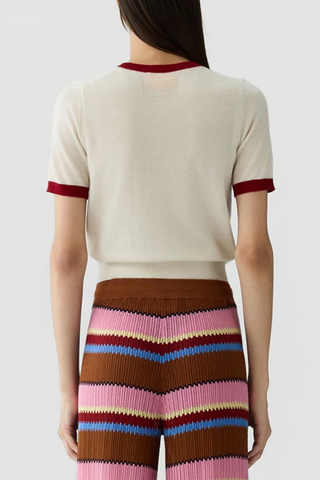 Airy Ringer Tee | Cream / Carmine