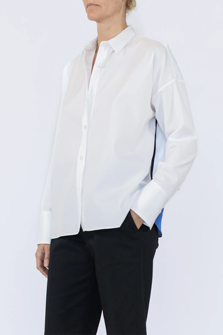Sirene Scarf Back Shirt | White/Lagoon