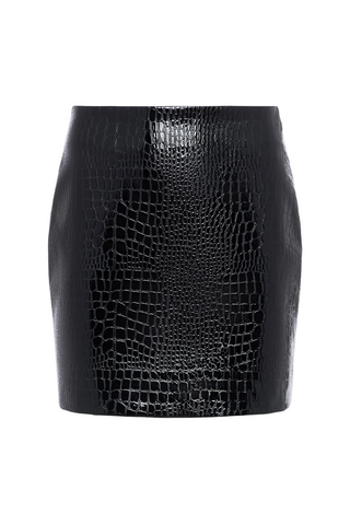 Gerard Croc-Embossed Mini Skirt | Black